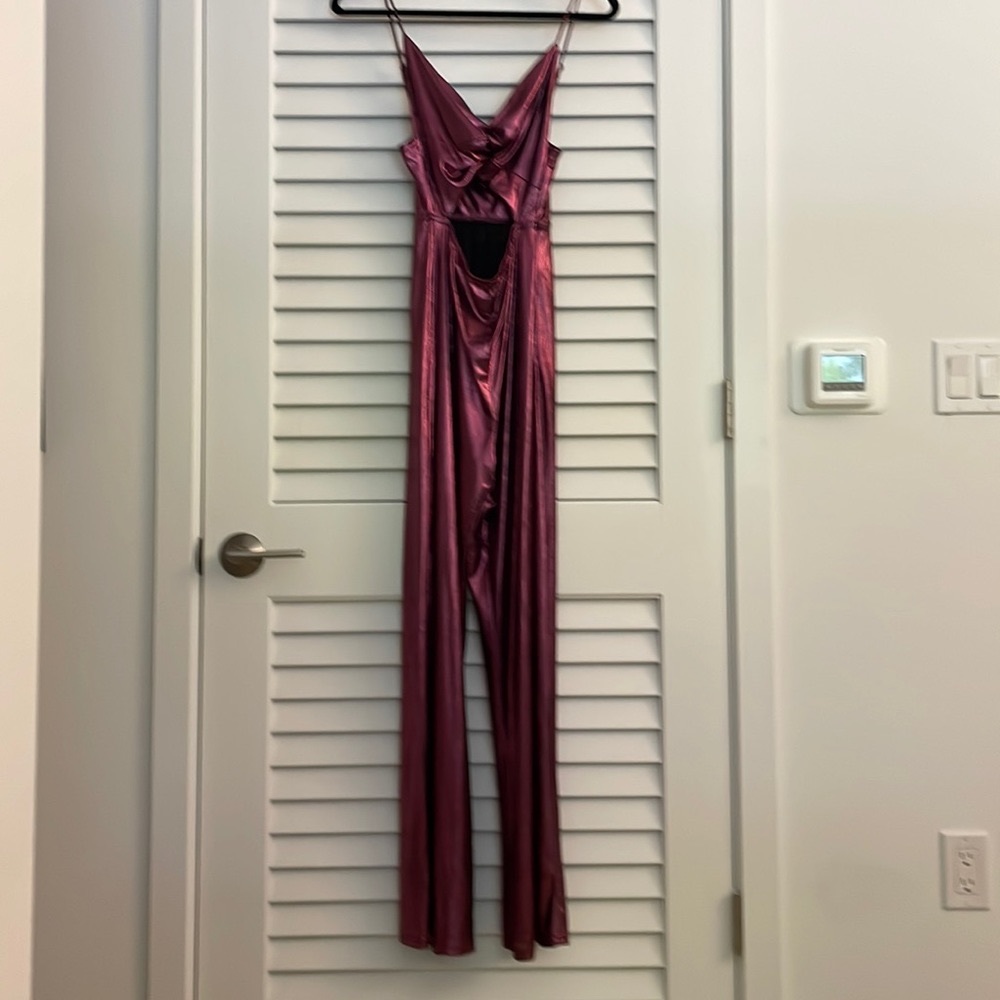 SUPERDOWN Metallic Twist Front Jumpsuit from Revolve. - Picture 2 of 7